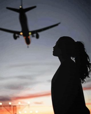 Airplane Girl Silhouette Paint by numbers
