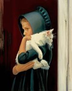 Amish Girl And Cat Paint by numbers