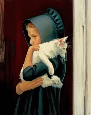 Amish Girl And Cat Paint by numbers