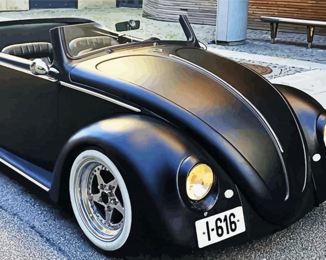 Black Vw Beetle Convertible paint by numbers