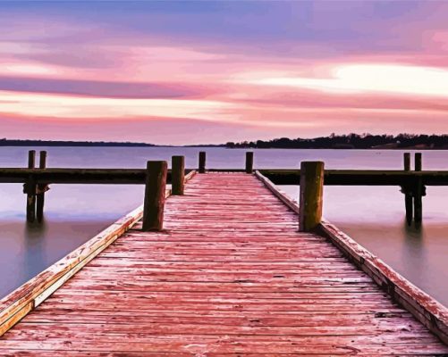 Boardwalk in White rock lake paint by number