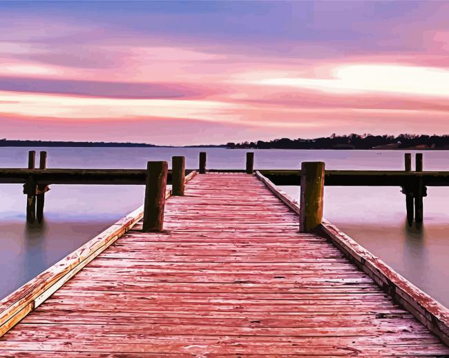 Boardwalk in White rock lake paint by number