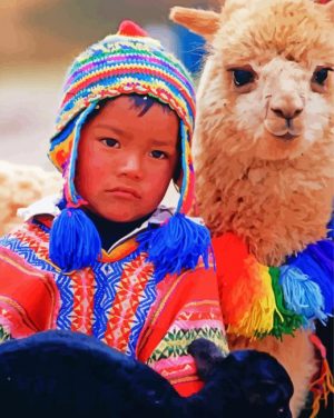 Boy With Llama paint by numbers