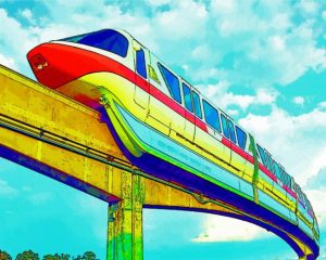 Colorful Disneyland Monorail paint by numbers