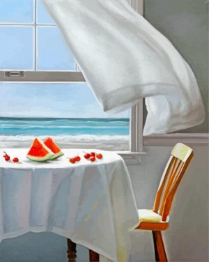 Curtains Blowing In Window paint by numbers