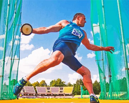 Discus throw paint by number