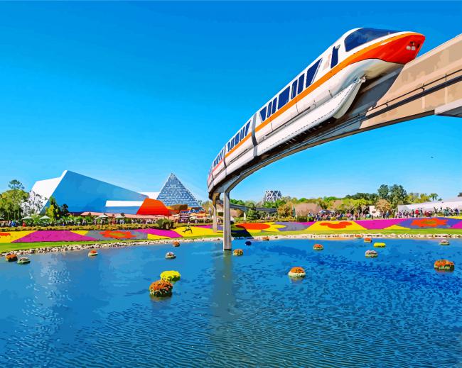 Disneyland Monorail Train paint by numbers