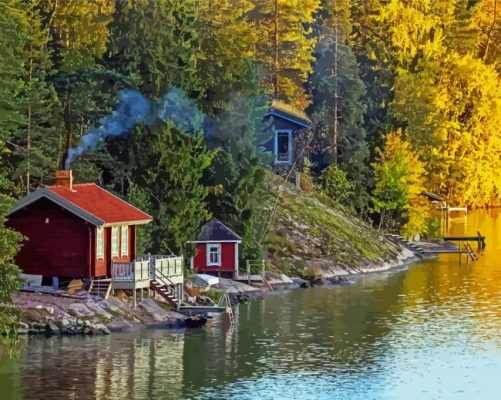 Finlad Summer Cottage paint by number