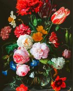 Flowers In Glass Vase With Fruit paint by numbers