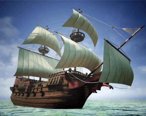 Galleon Ship Art paint by numbers