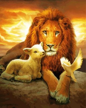 Lion Lamb And Dove Paint by numbers