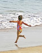 Little Girl Running To Beach paint by numbers