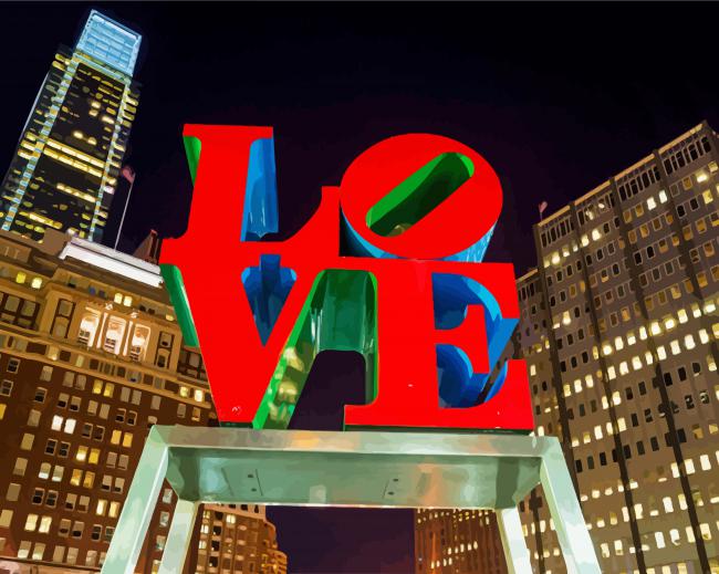 Love Statue Philly Park paint by numbers