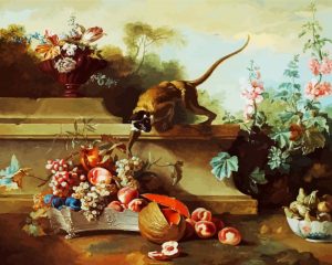 Monkey With Flowers And Fruits paint by numbers