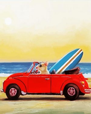 Mouse On Vw Beetle Convertible paint by numbers