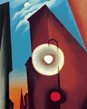 New York Street With Moon By Georgio Okeefe paint by numbers