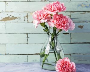 Pink Carnations Glass Vase paint by numbers
