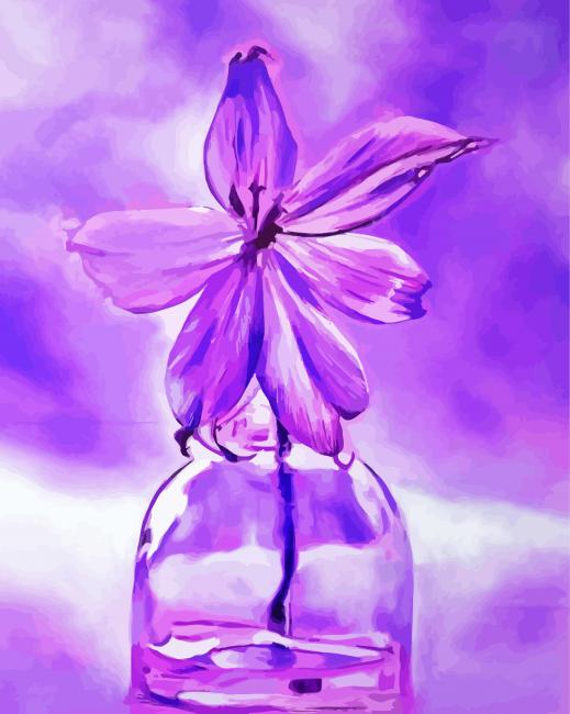 Purple Flower In a Clear Vase Paint by numbers