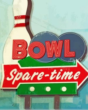Retro Bowling Sign Abstract Walk In The Park Abstract Walk In The Park Paint by numbers