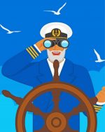 Sea Captain And Ship Illustration paint by numbers