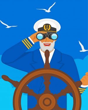 Sea Captain And Ship Illustration paint by numbers