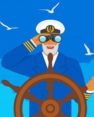Sea Captain And Ship Illustration paint by numbers