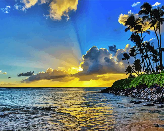 Sunset At Napili Bay paint by numbers