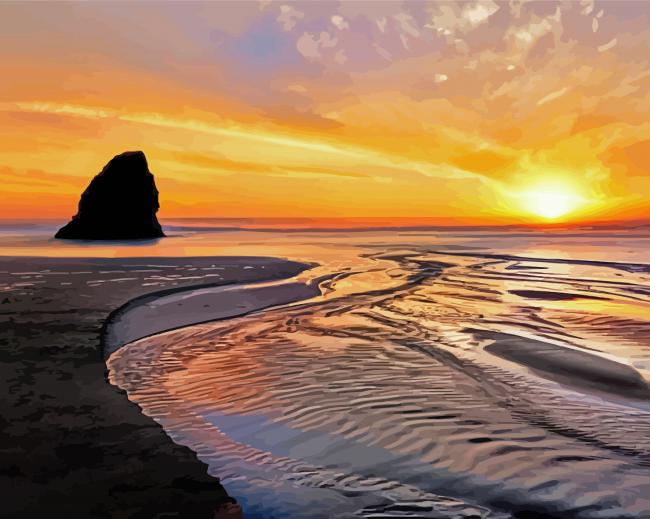 Sunset California Coastline paint by numbers