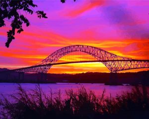 The Panama Lake At Sunset paint by numbers