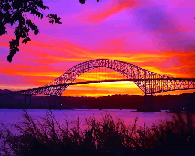 The Panama Lake At Sunset paint by numbers