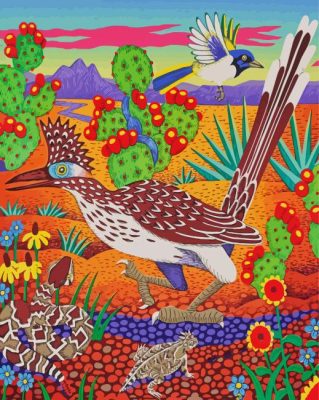The Roadrunner Bird Art paint by number