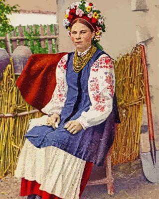 Traditional Lithuanian Woman paint by numbers
