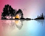 Trees Guitar Reflection paint by numbers
