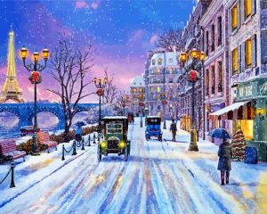 Winter Xmas In Paris paint by numbers