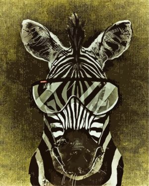 Aesthetic Zebra With Glasses paint by numbers