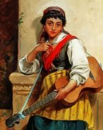 Italian Girl With Guitar Paint by numbers