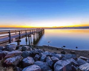 beach Boardwalk in White rock canada paint by number