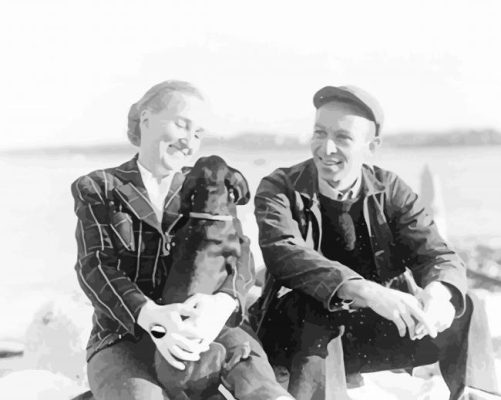 black and white Katharine Sergeant Angell White And her dog paint by numbers