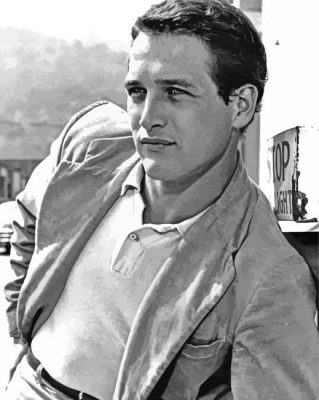 Black And White Paul Newman paint by numbers