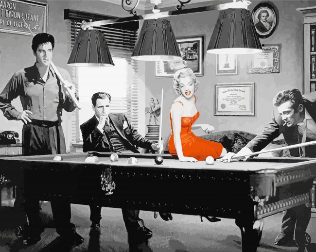 Monochrome James Dean Snooker paint by numbers