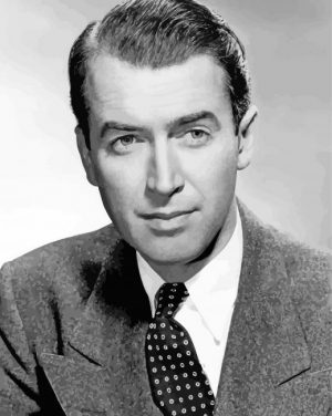 black and white young James Stewart paint by number