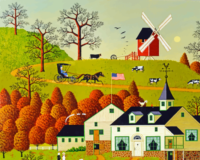Charles Wysocki Windmill paint by number