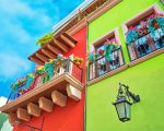 colorful Mexican houses paint by numbers