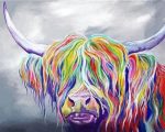 Colorful Highland Cow paint by number