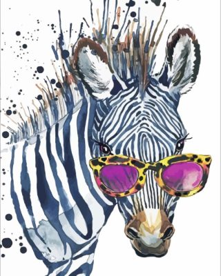 Cute Zebra With Glasses paint by numbers