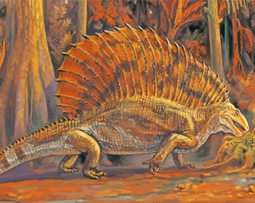 dinosaur lizard with sail reptile paint by numbers