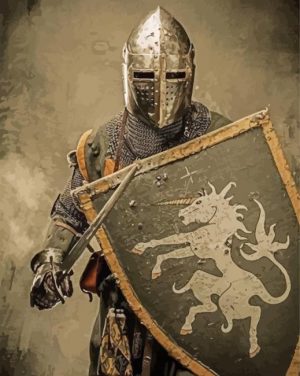 Knight With Sword And Shield Paint by numbers