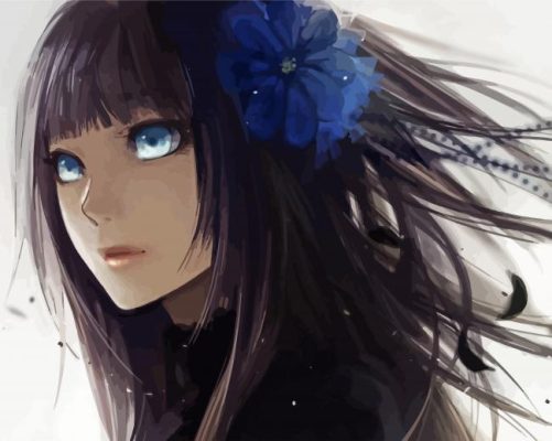 lady with blue flower in her hair paint by number