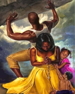 man protecting hsi family paint by numbers