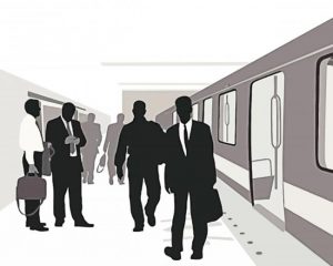 Men Silhouette Train Station paint by numbers